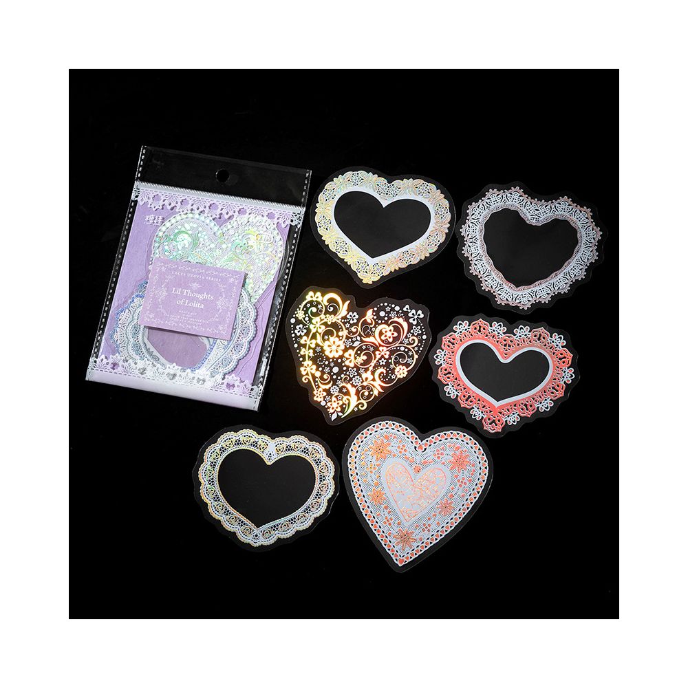 Lace Hot Stamping PET Sticker Bag 6 Designs 12 Pcs