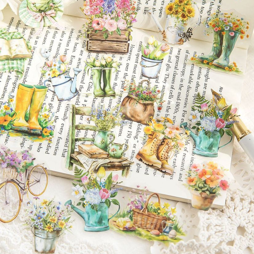Diary Series Floral and Pastoral PET Stickers 6 Designs 40 Sheets image 1