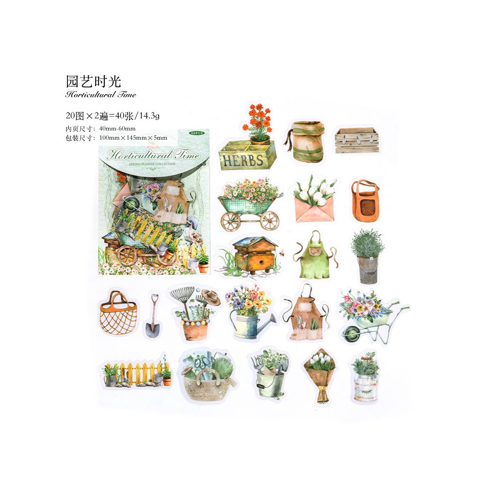 Diary Series Floral and Pastoral PET Stickers 6 Designs 40 Sheets