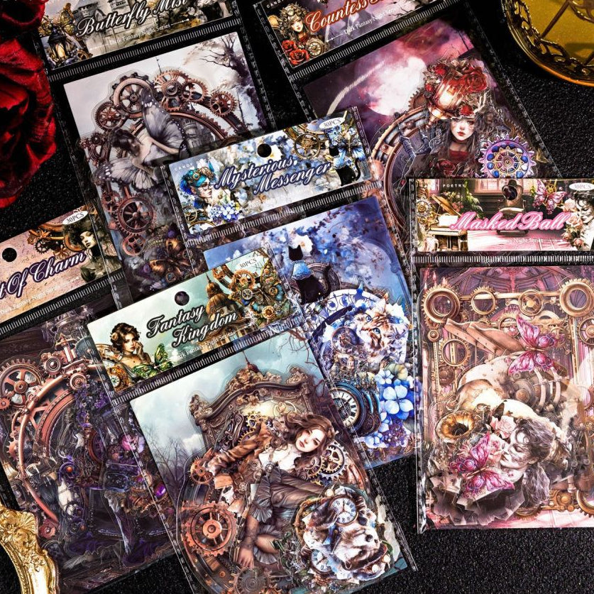 Dark Fantasy Night Series PET Stickers 6 Designs 30 Pcs image 0