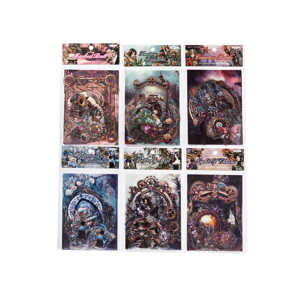 Dark Fantasy Night Series PET Stickers 6 Designs 30 Pcs image 4