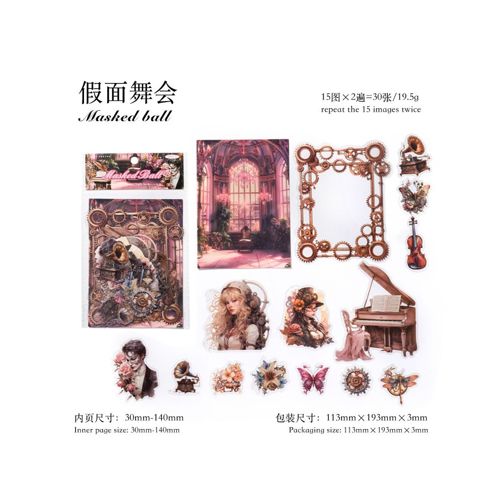 Dark Fantasy Night Series PET Stickers 6 Designs 30 Pcs image 5
