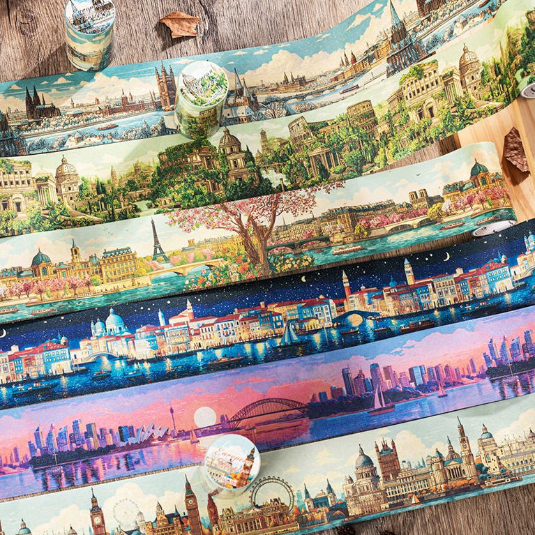 Travel Scenery Themed Washi Tape 6 Designs 6 5cm x 2m image 0