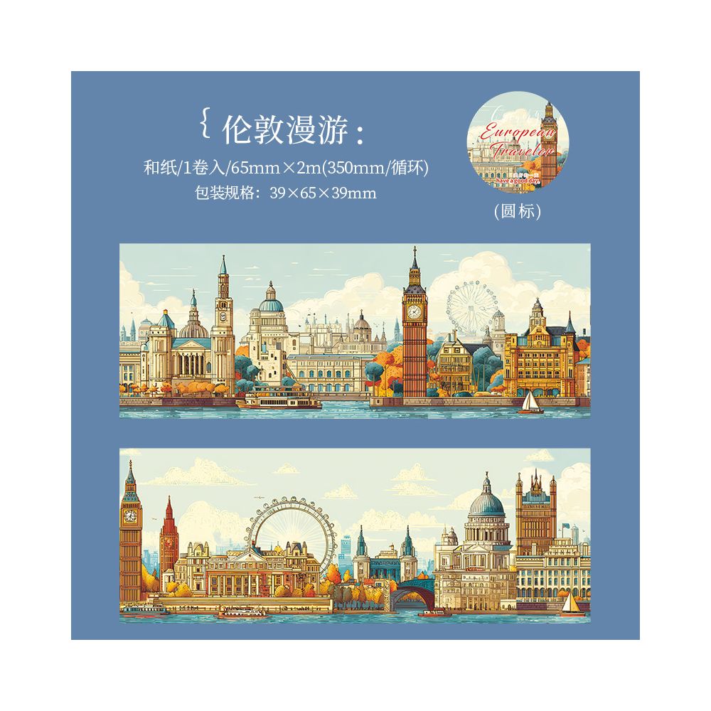 Travel Scenery Themed Washi Tape 6 Designs 6 5cm x 2m image 5