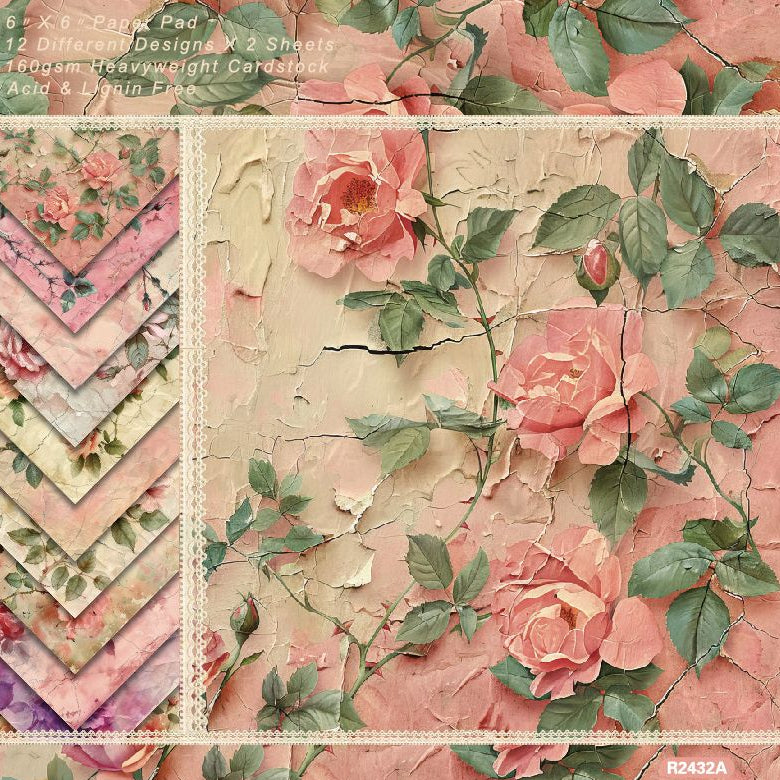 Vintage floral material paper 24 Sheets image 0