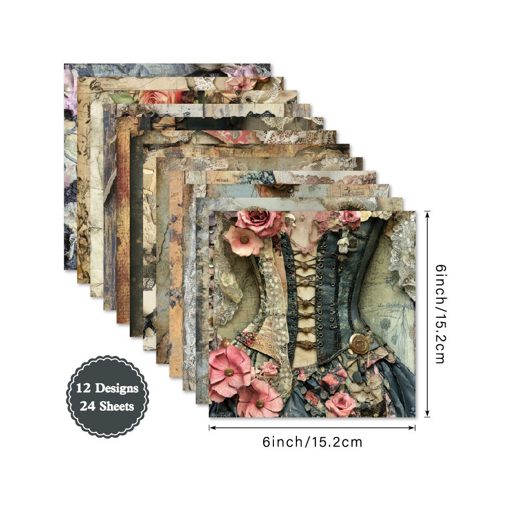 Vintage material paper 24 Sheets image 4