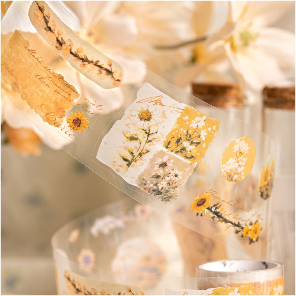 Floral Sketch Series Retro PET Tape 6 Designs 5cm x 2m image 1