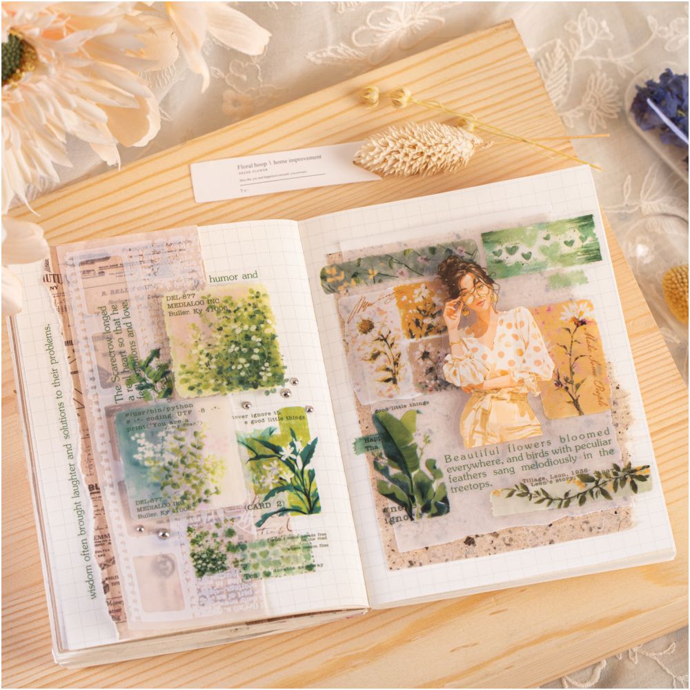 Floral Sketch Series Retro PET Tape 6 Designs 5cm x 2m image 3