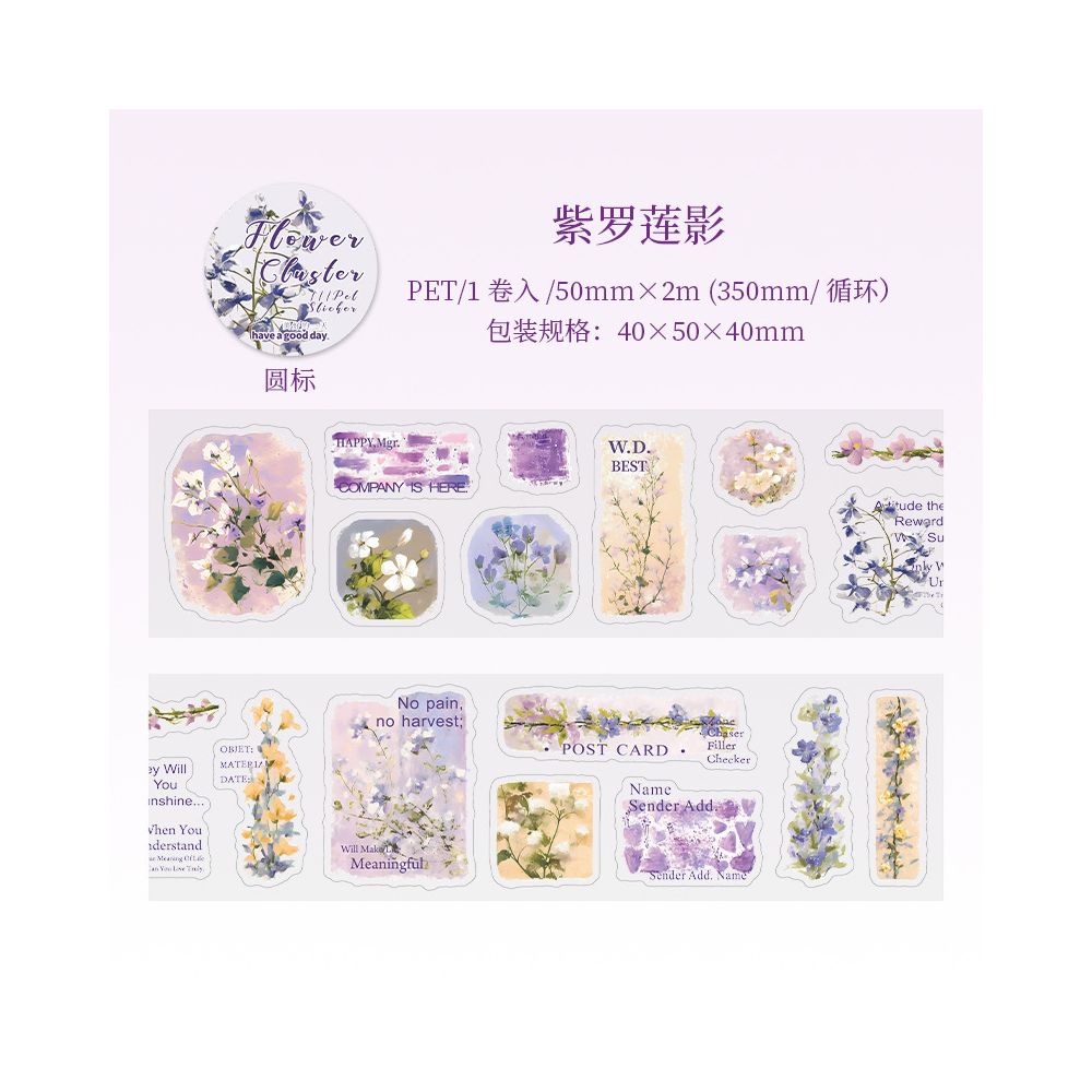 Floral Sketch Series Retro PET Tape 6 Designs 5cm x 2m image 8