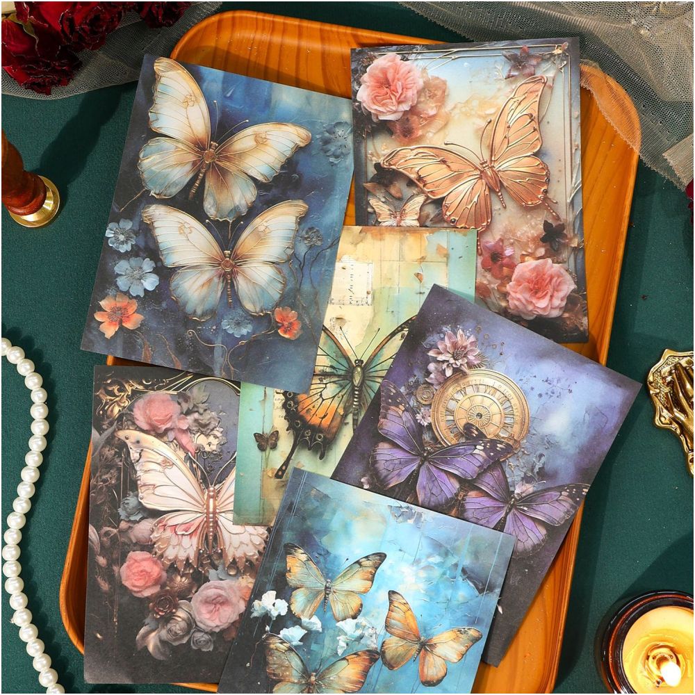 Romantic Butterfly Retro Material Paper 30 Sheets 4 Styles image 0
