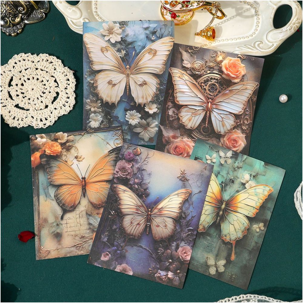 Romantic Butterfly Retro Material Paper 30 Sheets 4 Styles image 2