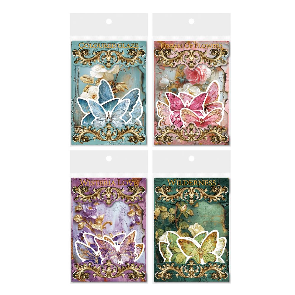 Floral Series Retro Butterfly and Flower Material Paper 30 sheets 4 Styles image 4