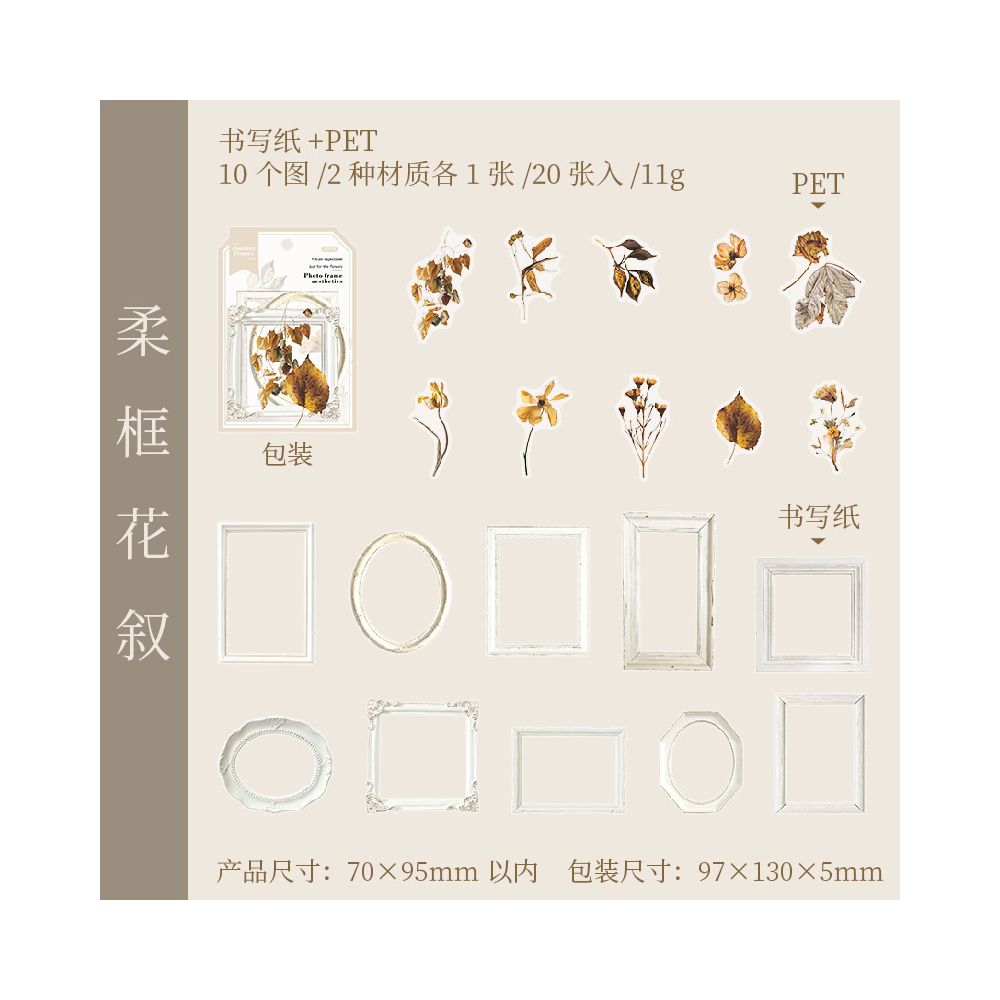 Frame Aesthetics Series PET and Paper Frame Set 20 Sheets 6 Styles