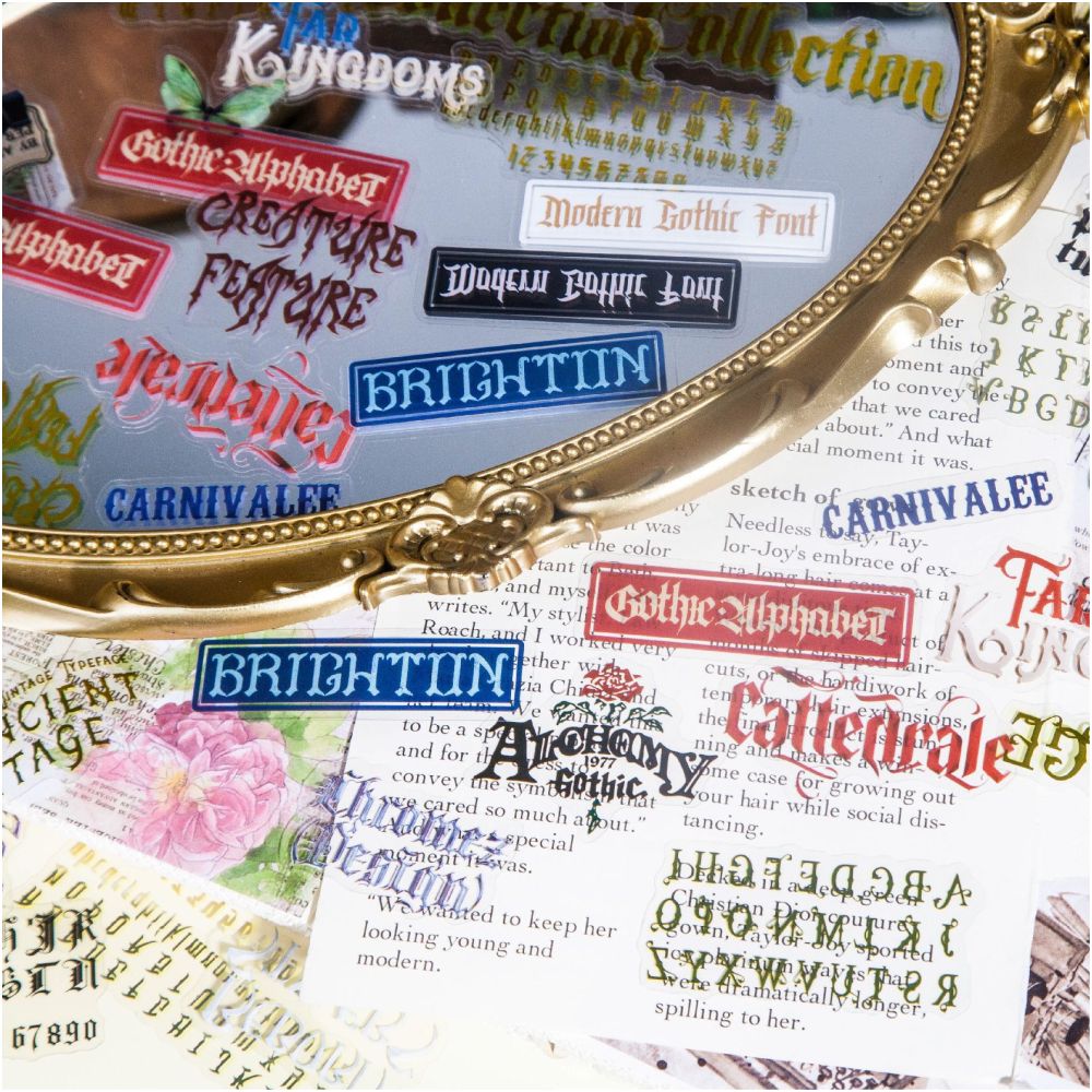 Gothic Alphabet Series PET Stickers 4 Designs 30 Sheets image 1