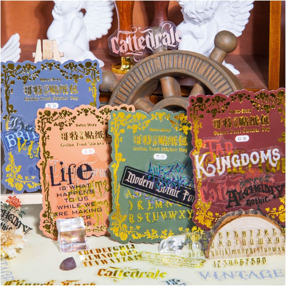 Gothic Alphabet Series PET Stickers 4 Designs 30 Sheets image 2