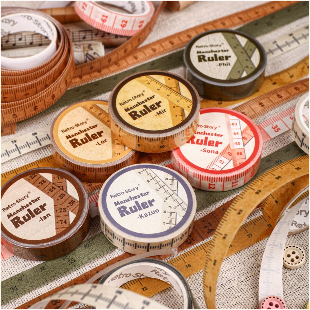 Ruler Series Retro Measuring Washi Tape 6 Designs 1cm x 3m image 0
