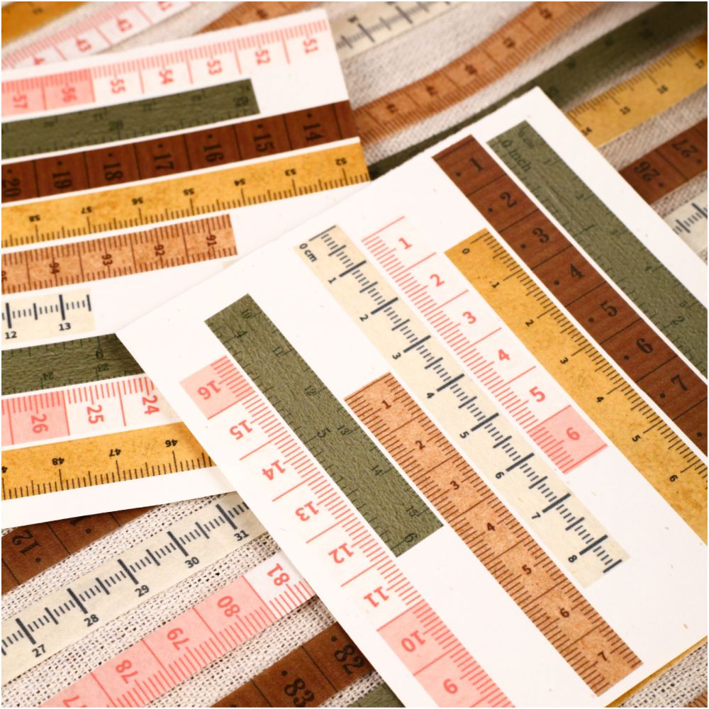 Ruler Series Retro Measuring Washi Tape 6 Designs 1cm x 3m image 1