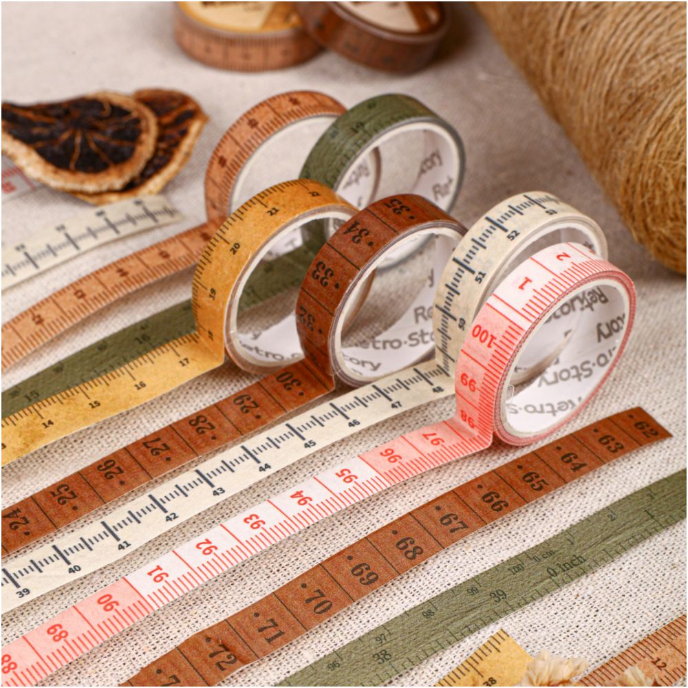 Ruler Series Retro Measuring Washi Tape 6 Designs 1cm x 3m image 3