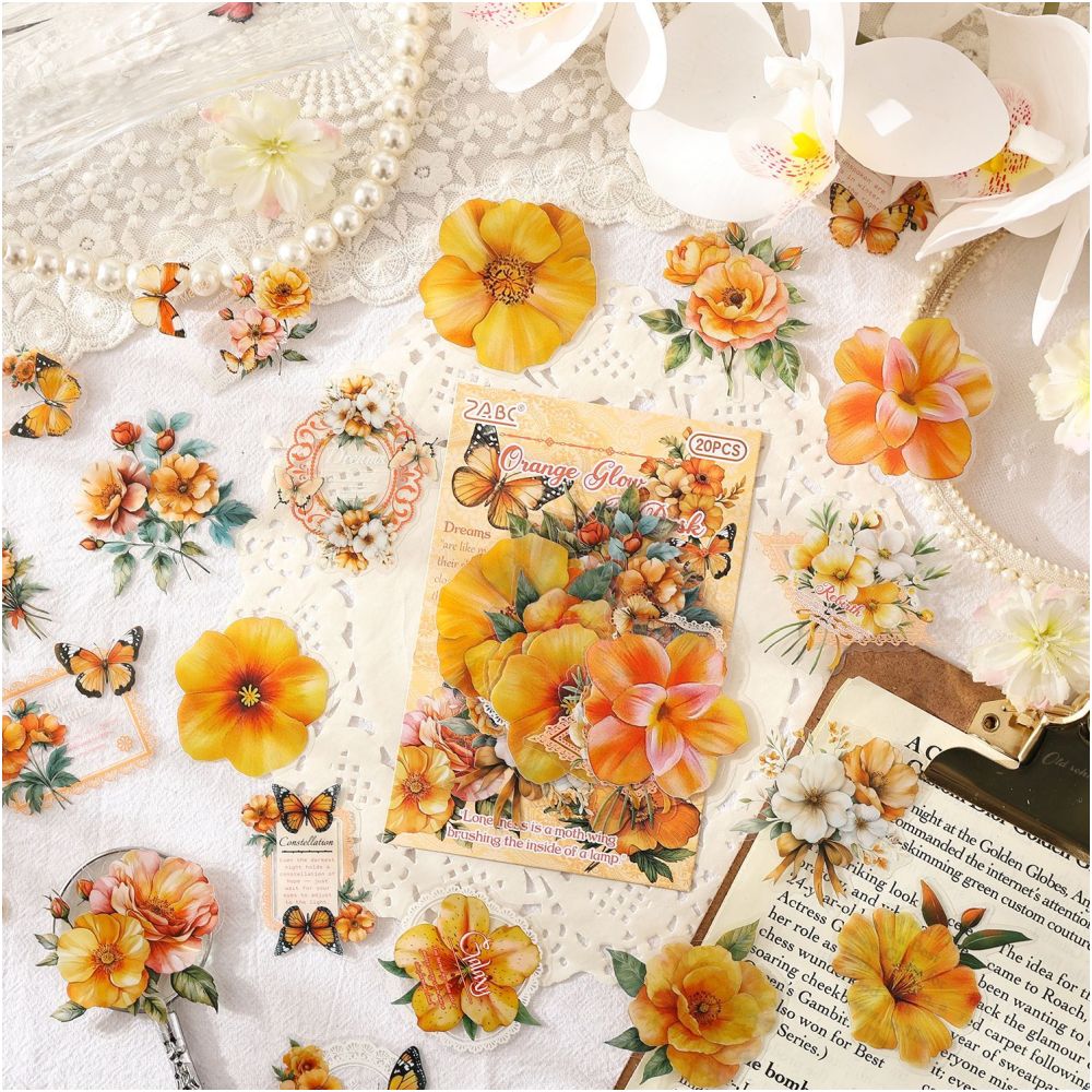 Floral Series Retro Floral Theme PET Stickers 20 Sheets 4 Styles image 2
