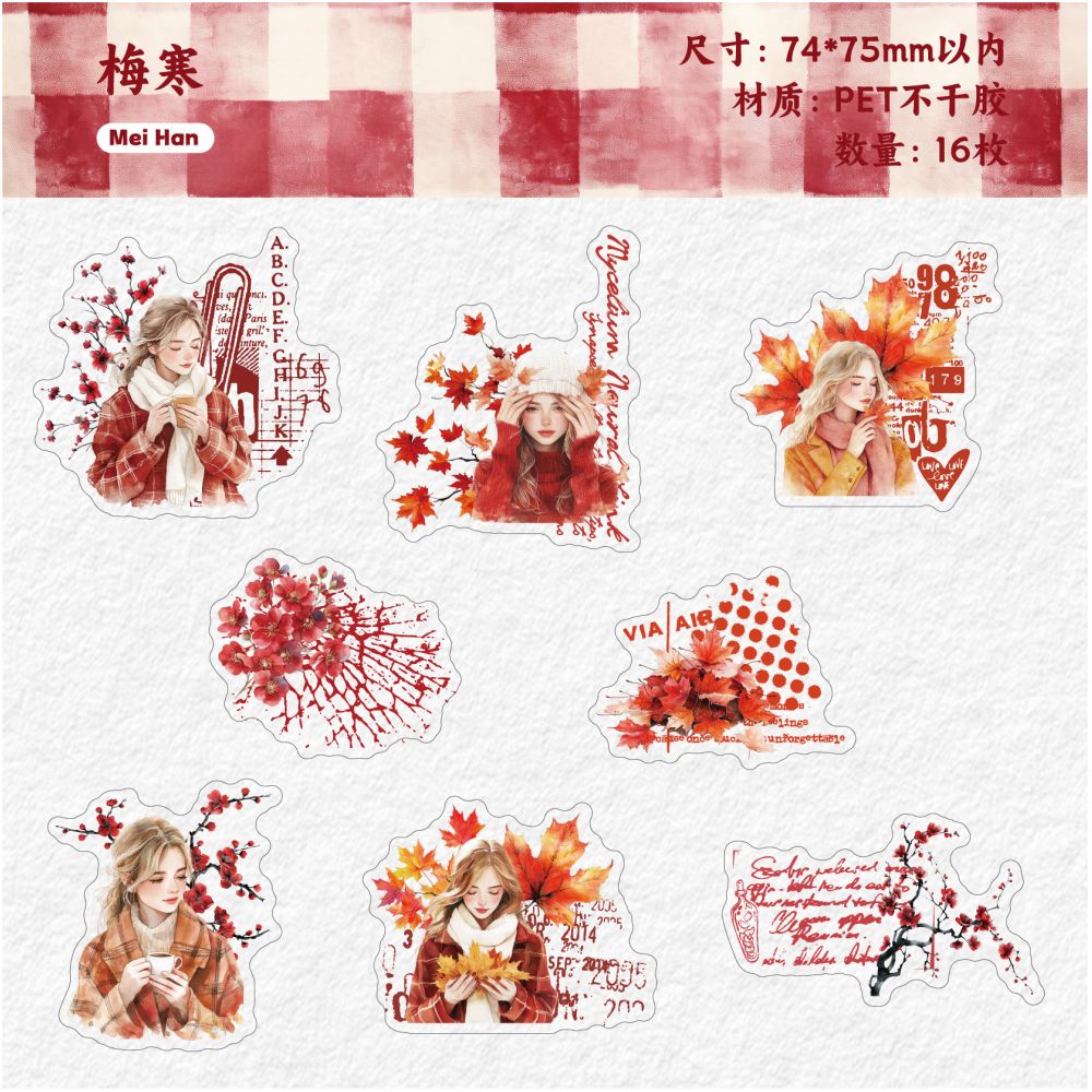 Winter Warmth Series Character PET Stickers 16 Pcs 6 Designs - Viktashop.com