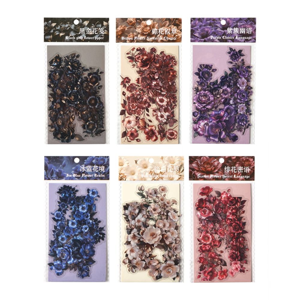 Floral Art Series Retro PET Stickers 15 sheets 6 designs image 4
