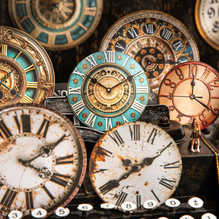 Time Series Retro Clock Hard Card Stickers 6 Designs 15 Pcs image 2
