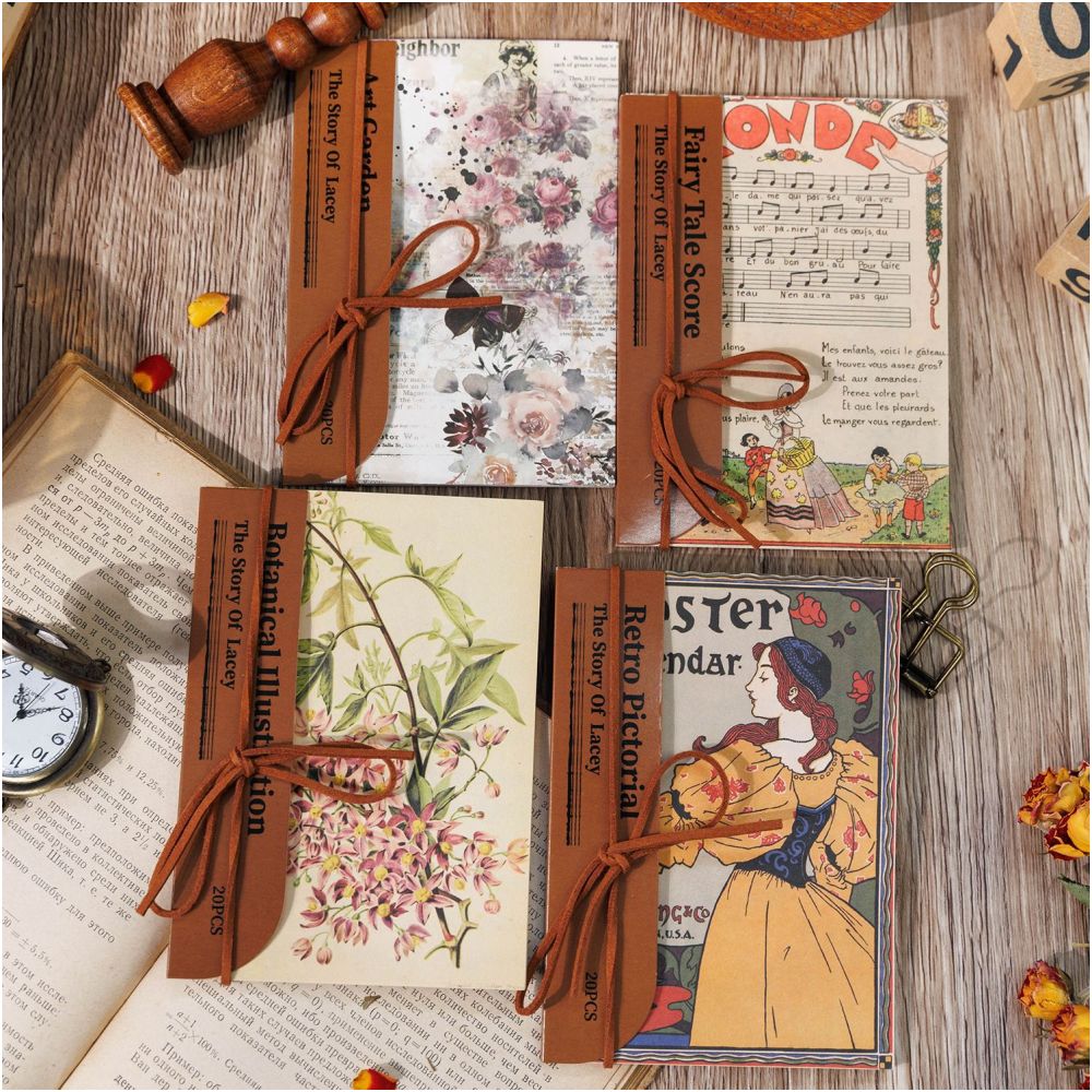 American Retro Material Paper 20 Sheets 4 Designs image 0