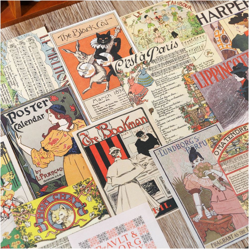 American Retro Material Paper 20 Sheets 4 Designs image 1