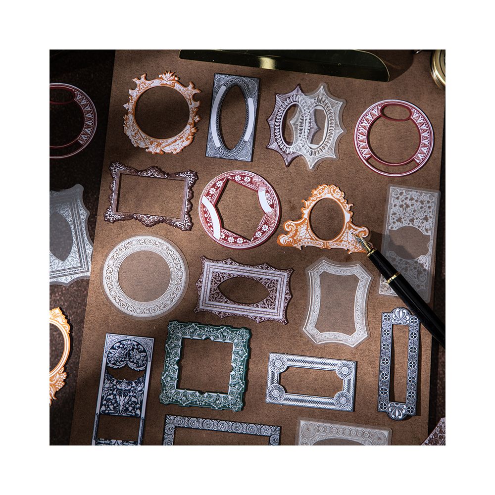 Nostalgic Narrative Series Vintage Hard Card and PET Stickers 6 Styles 20 Pcs image 0