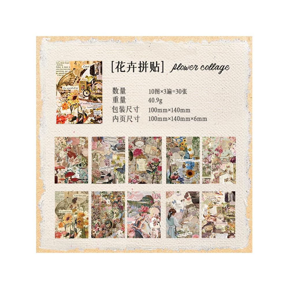 Collage Workshop Series Material Paper 6 Designs 30 Pcs