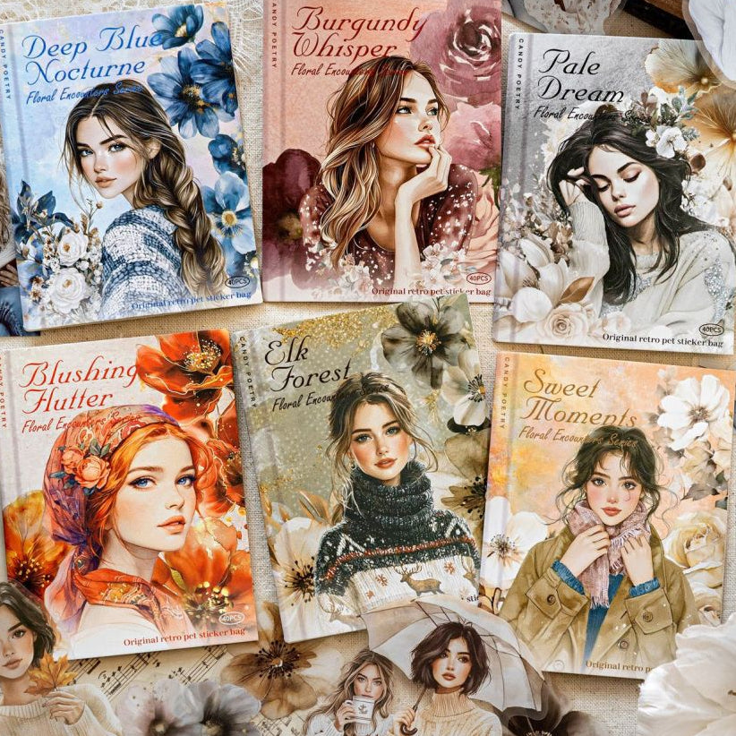 Floral Encounters Series Character PET Stickers 6 Styles 40 Pcs image 0