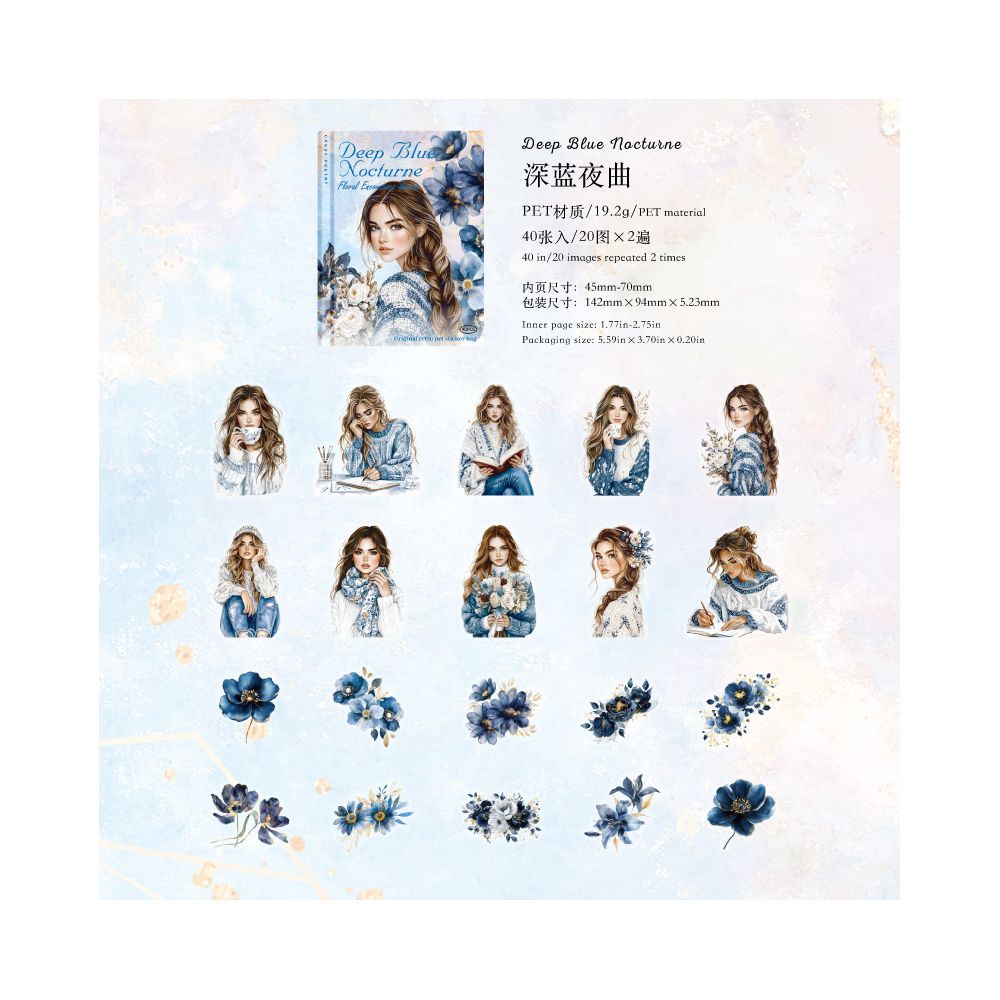 Floral Encounters Series Character PET Stickers 6 Styles 40 Pcs