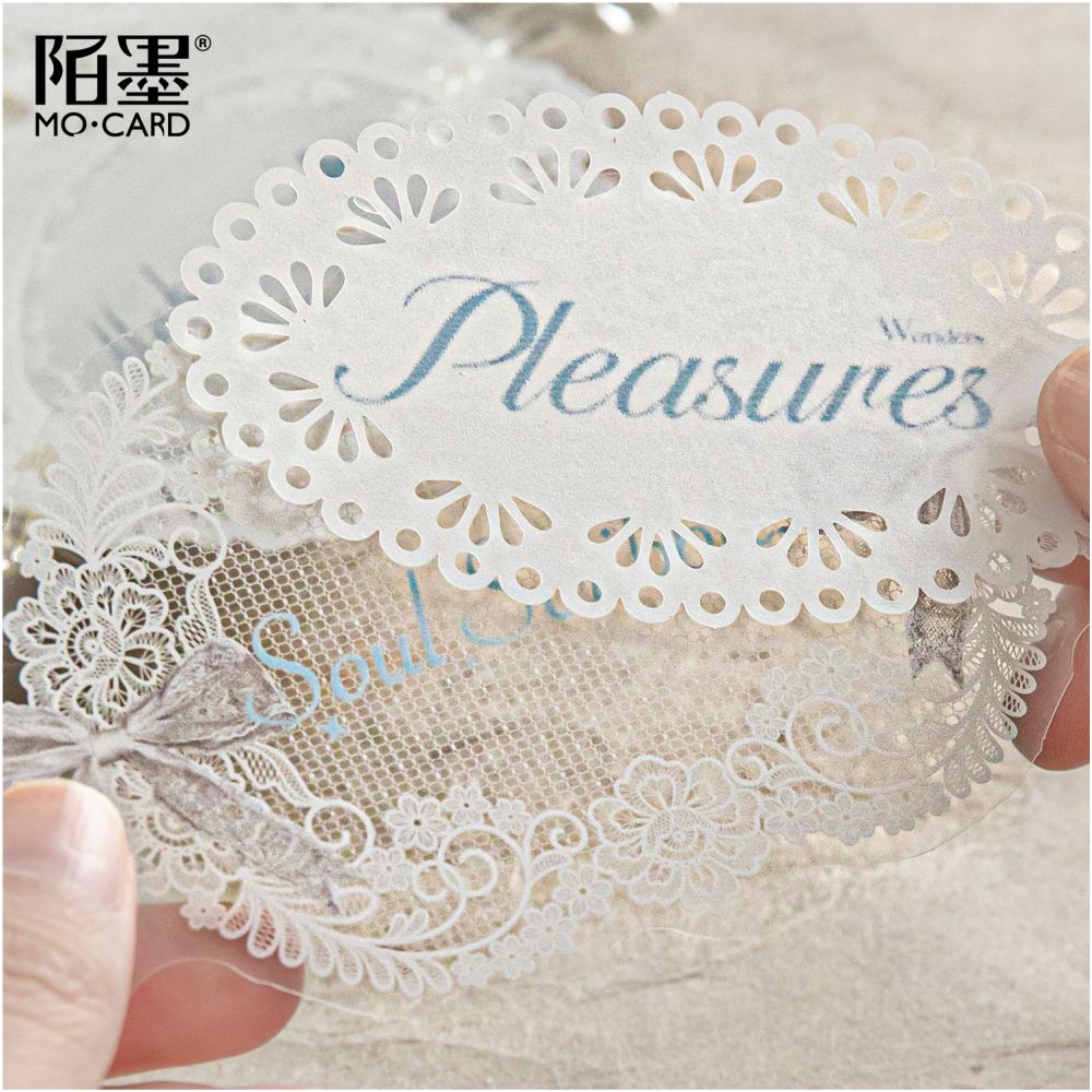 Lace Poetry Series Paper PET stickers 6 Styles 10 Pcs image 1