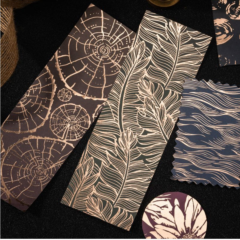 Gold Foil Natural Retro Texture Paper 6 Designs 16 Sheets image 1