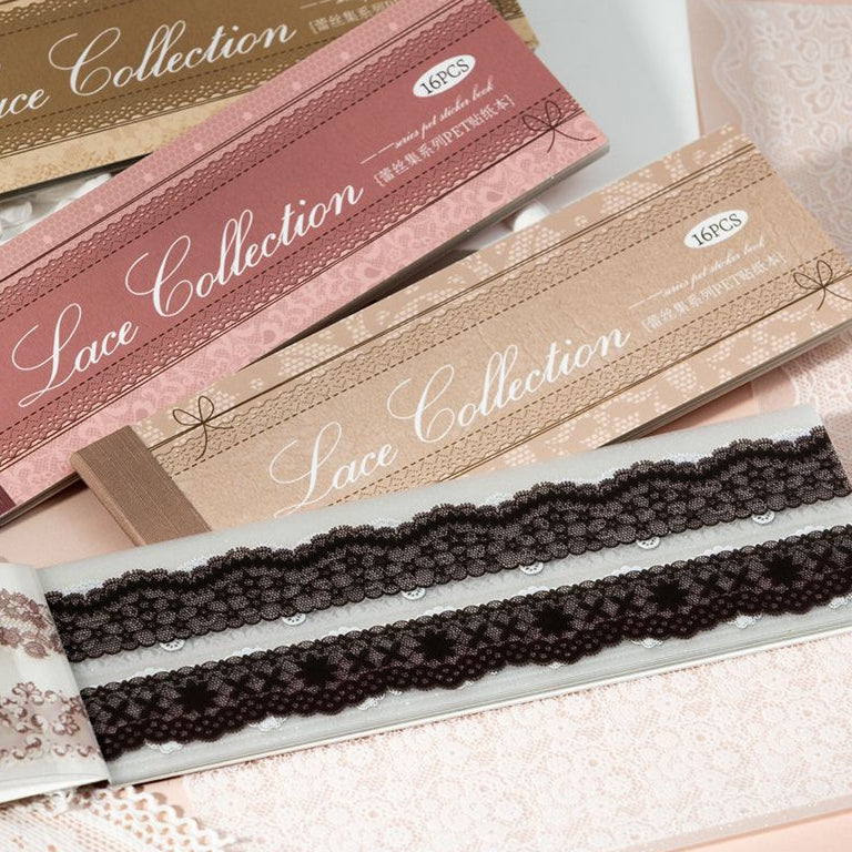 Lace Theme PET Sticker Book 6 Designs 16 Sheets image 0