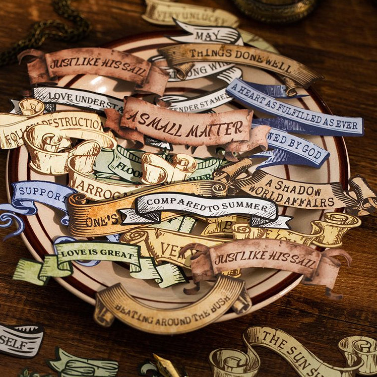 Vintage Literary Label Paper Stickers 6 Styles 30 Pcs image 0