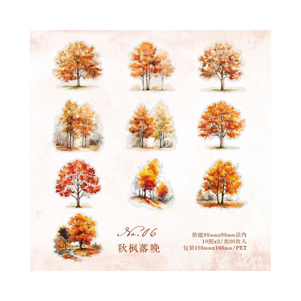 Seasonal Landscapes Series Forest Trees PET Stickers 20 sheets 6 Styles