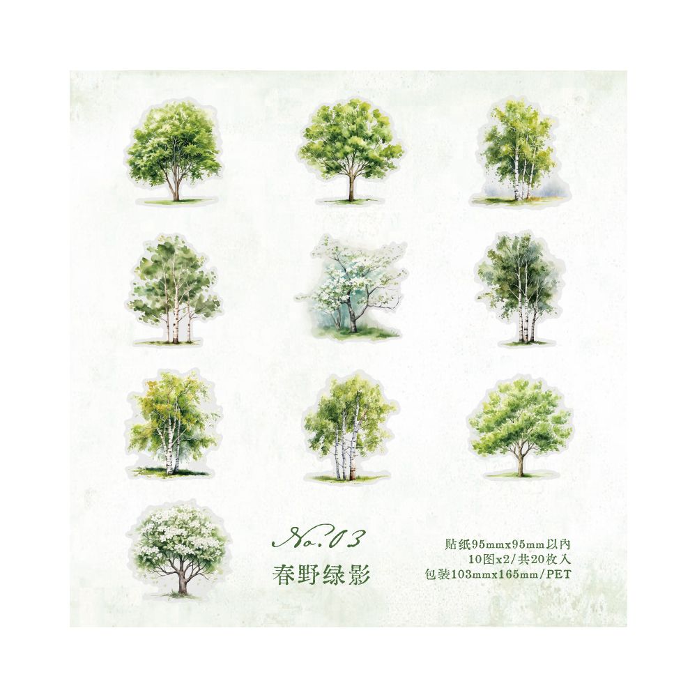 Seasonal Landscapes Series Forest Trees PET Stickers 20 sheets 6 Styles