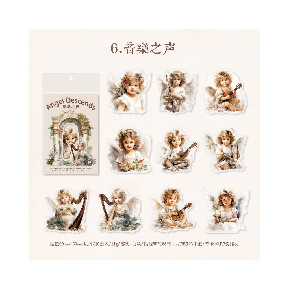 Angels Series PET Stickers 10 Sheets 6 Styles