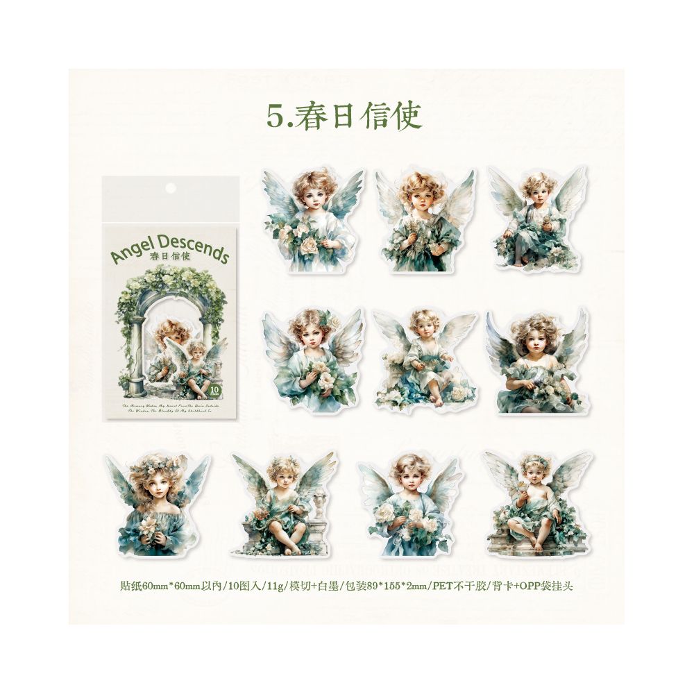 Angels Series PET Stickers 10 Sheets 6 Styles