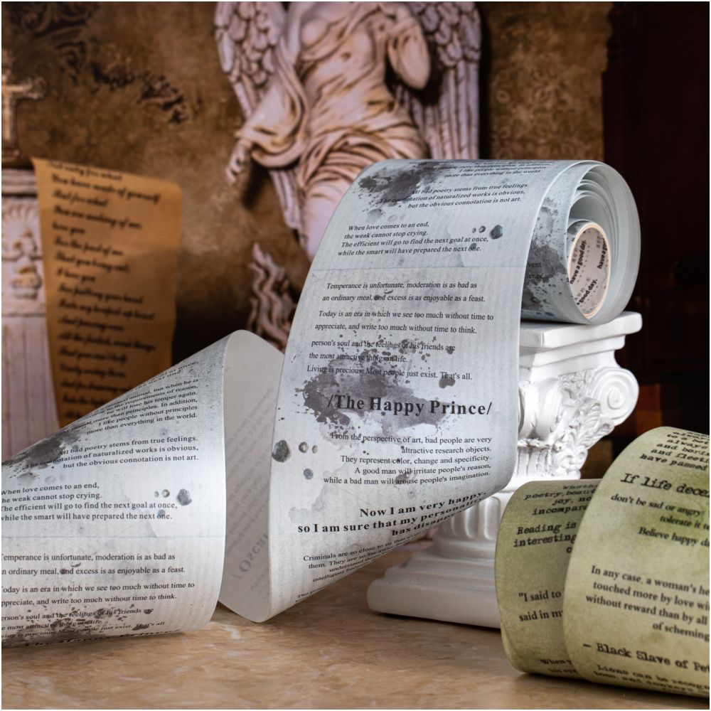 Writer s Manuscript Series Washi Tape 6 Designs 9cm x 2m image 1