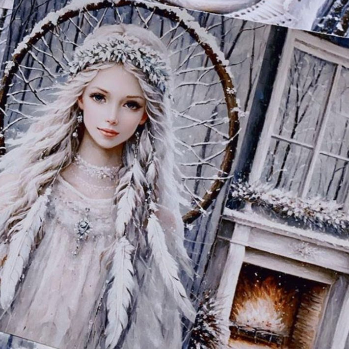 Snowflake winter background material paper 16 Sheets 13cm x 19cm image 0