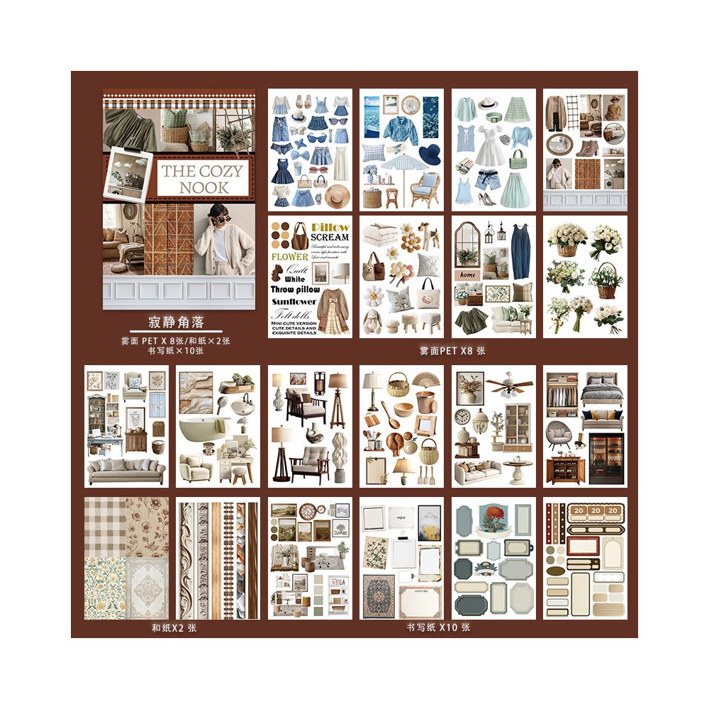 Characters backgrounds sticker books 20 Sheets 5 Styles