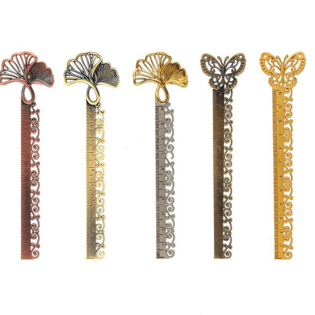 Antique style butterfly hollowed out bookmark ruler 10cm image 0