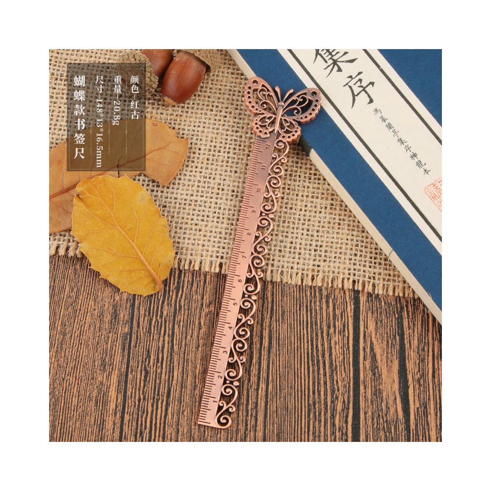 Antique style butterfly hollowed out bookmark ruler 10cm