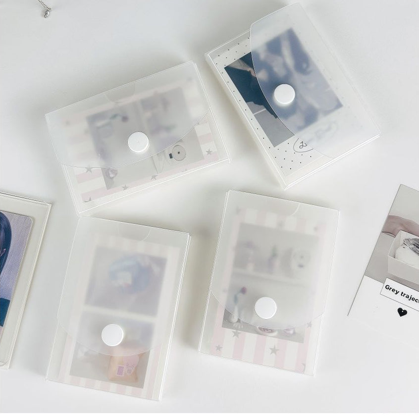 Transparent frosted snap button storage box 2 Types 6 5cm x 9 5cm image 1
