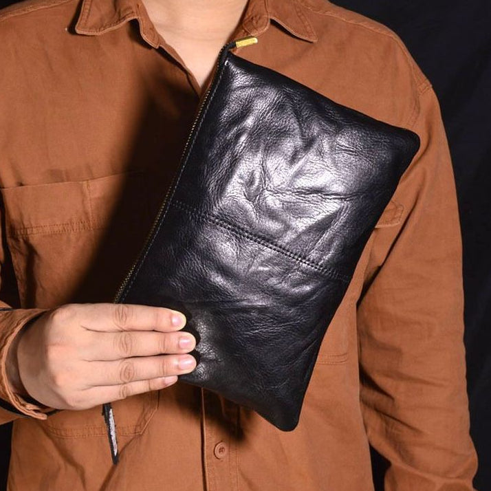Genuine leather large capacity envelope bag 26cm x 17cm x4cm image 0