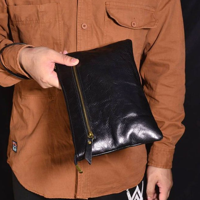 Genuine leather large capacity envelope bag 26cm x 17cm x4cm image 1