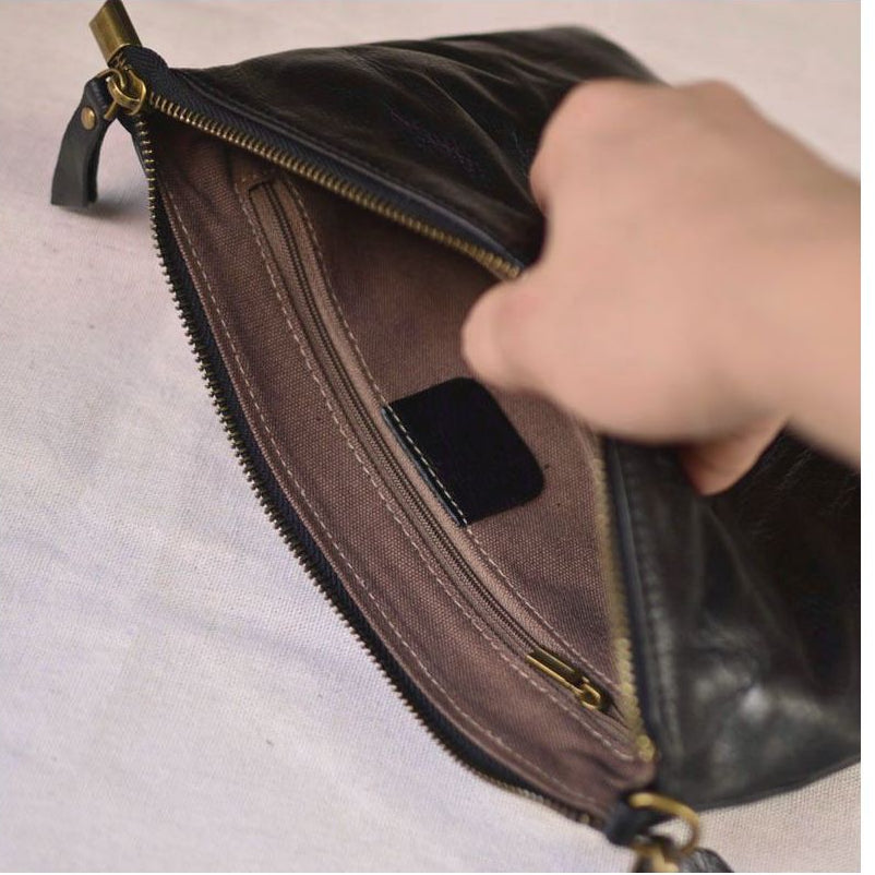 Genuine leather large capacity envelope bag 26cm x 17cm x4cm image 2