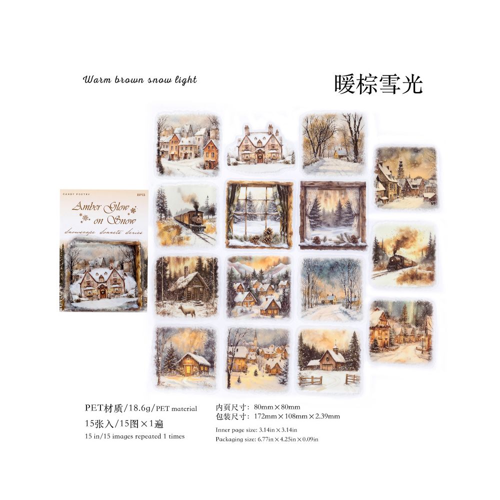 Large Size Landscape PET Sticker Pack 6 Styles 15 Sheets